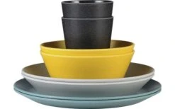 Mepal Bloom Melamin Geschirr-Set 8-teilig Pebble Black -Outdoor-Camping-Grillladen 510842 3435920 4