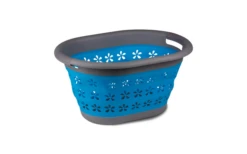 Kampa Collapsible Laundry Basket Zusammenklappbarer Wäschekorb Mit Griffen Blau
