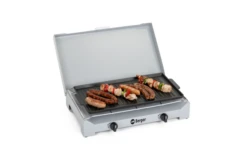 Berger 2-flammiger Gaskocher Silber, Grau 4,6 Kw Ohne Zündsicherung -Outdoor-Camping-Grillladen 797765 5231438